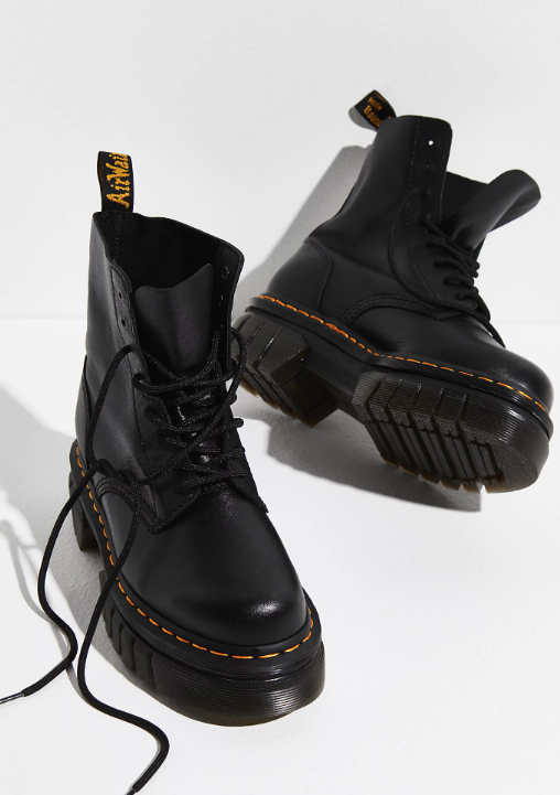 AUDRICK NAPPA LEATHER PLATFORM ANKLE BOOTS MSRP$240 in Black Nappa Great Reviews