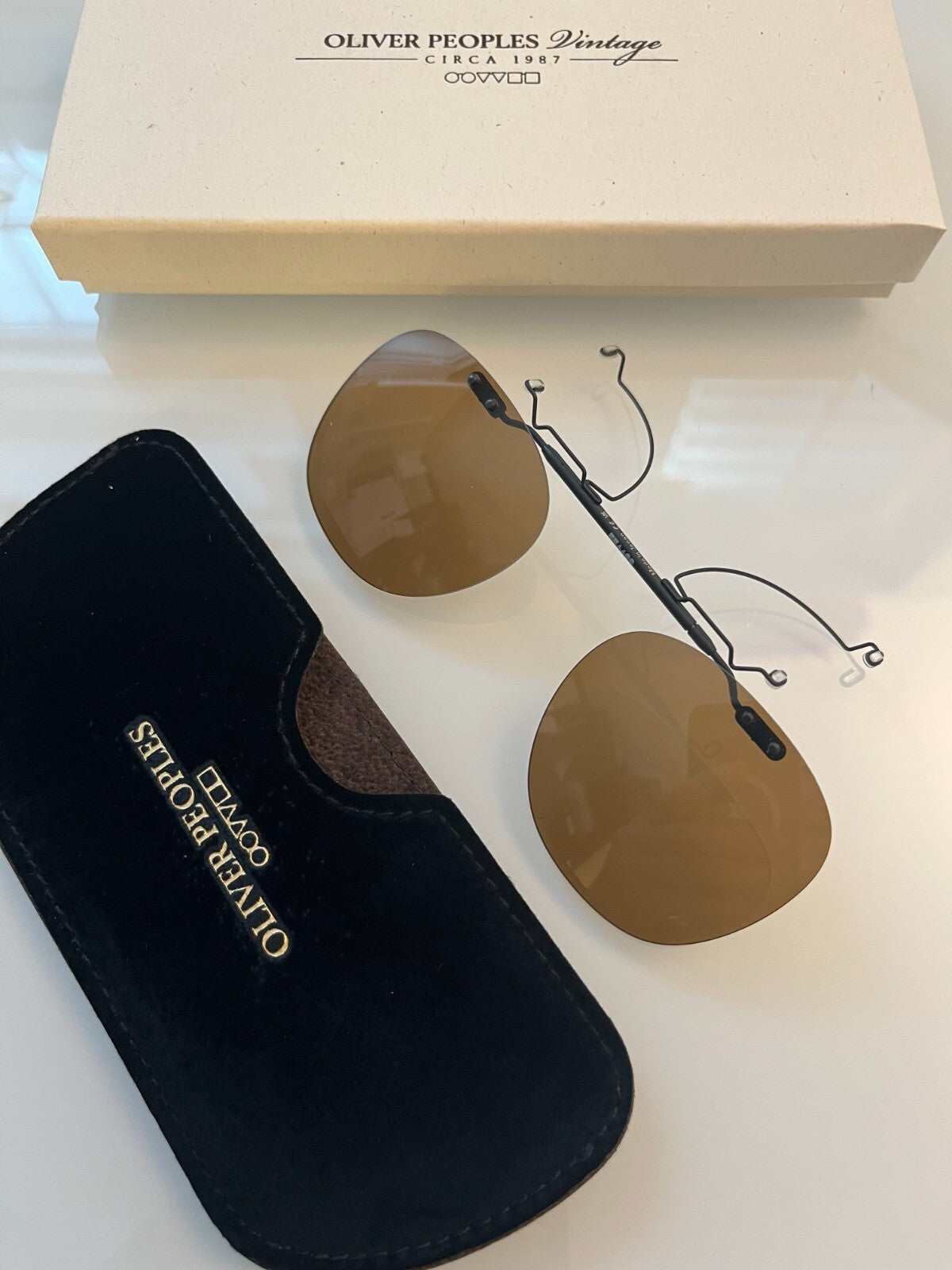 48mm~Brown POLAR~~OLIVER PEOPLES FINLEY 1993 CLIP ON MSRP $264 Steve Carell'sFav