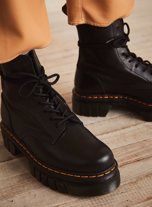 AUDRICK NAPPA LEATHER PLATFORM ANKLE BOOTS MSRP$240 in Black Nappa Great Reviews