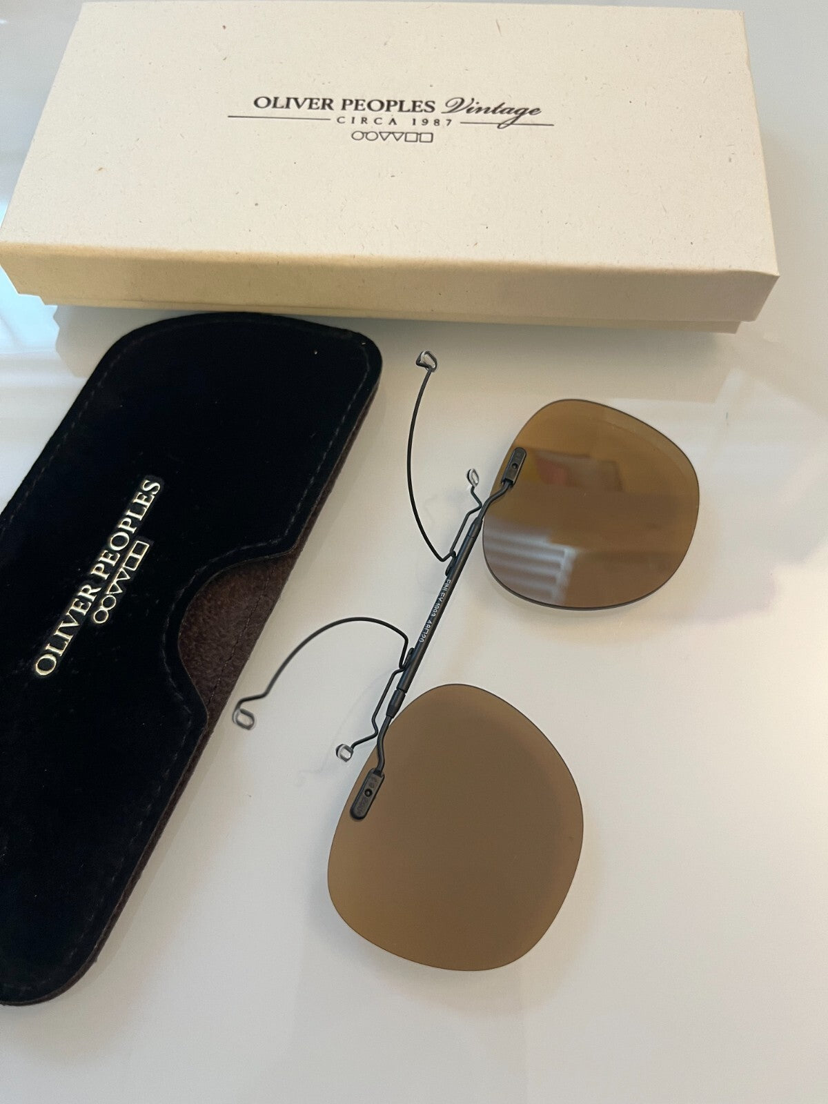48mm~Brown POLAR~~OLIVER PEOPLES FINLEY 1993 CLIP ON MSRP $264 Steve Carell'sFav